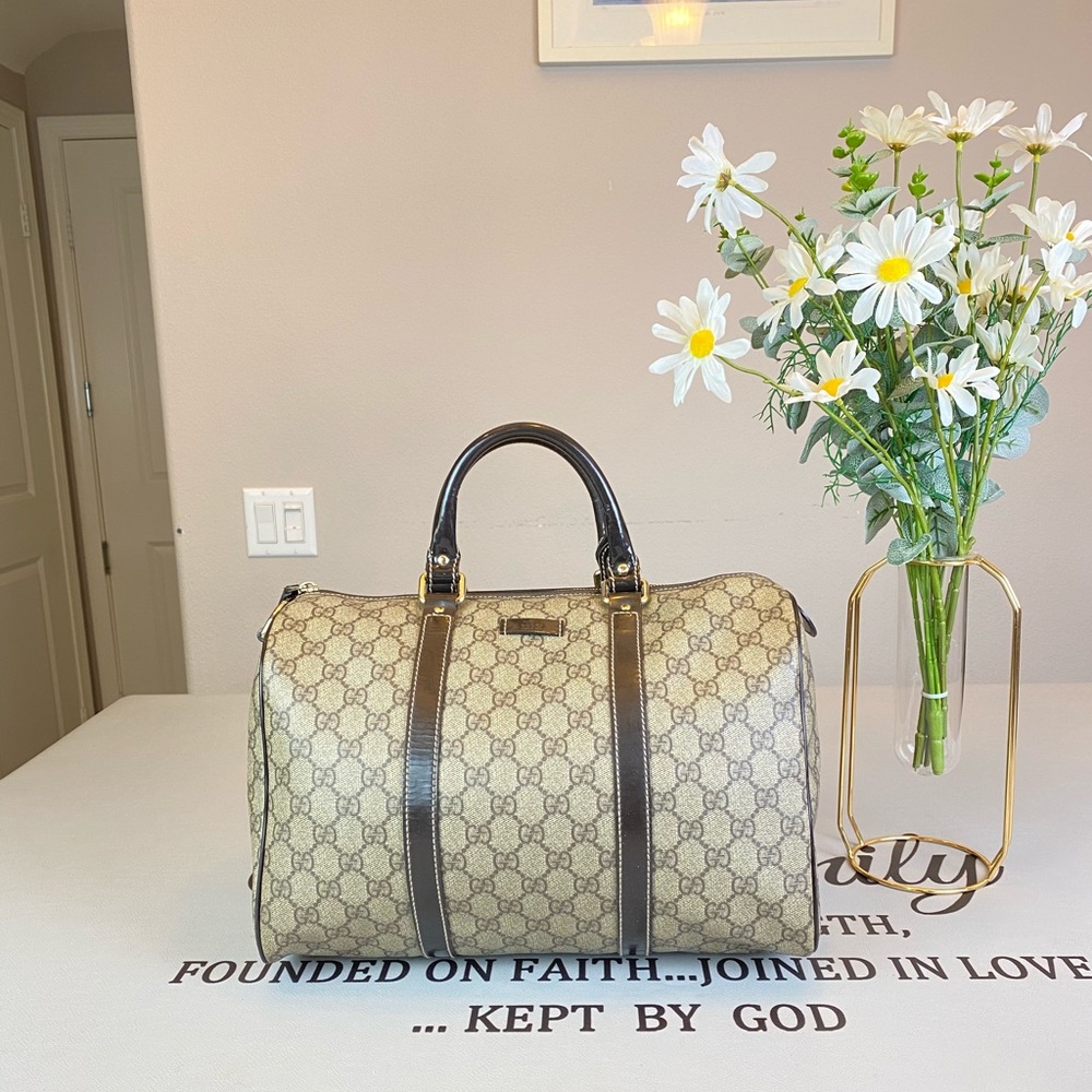 Gucci GG Logo Printed Boston Bag Satchel
